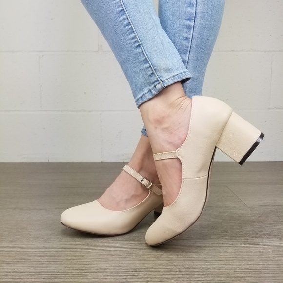 Block Heel Vintage Rockabilly Style Pumps - Picture 4 of 8